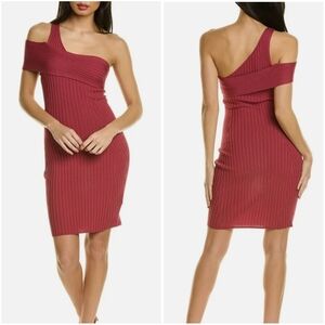 New Ted Baker Ragazza Seam Free Knit One Shoulder Mini Dress Medium Pink